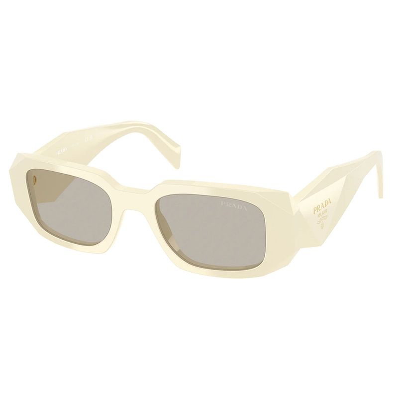Prada Pr 17ws 21d5j2 White Milk Plastic Rectangle Sunglasses Brown Lens